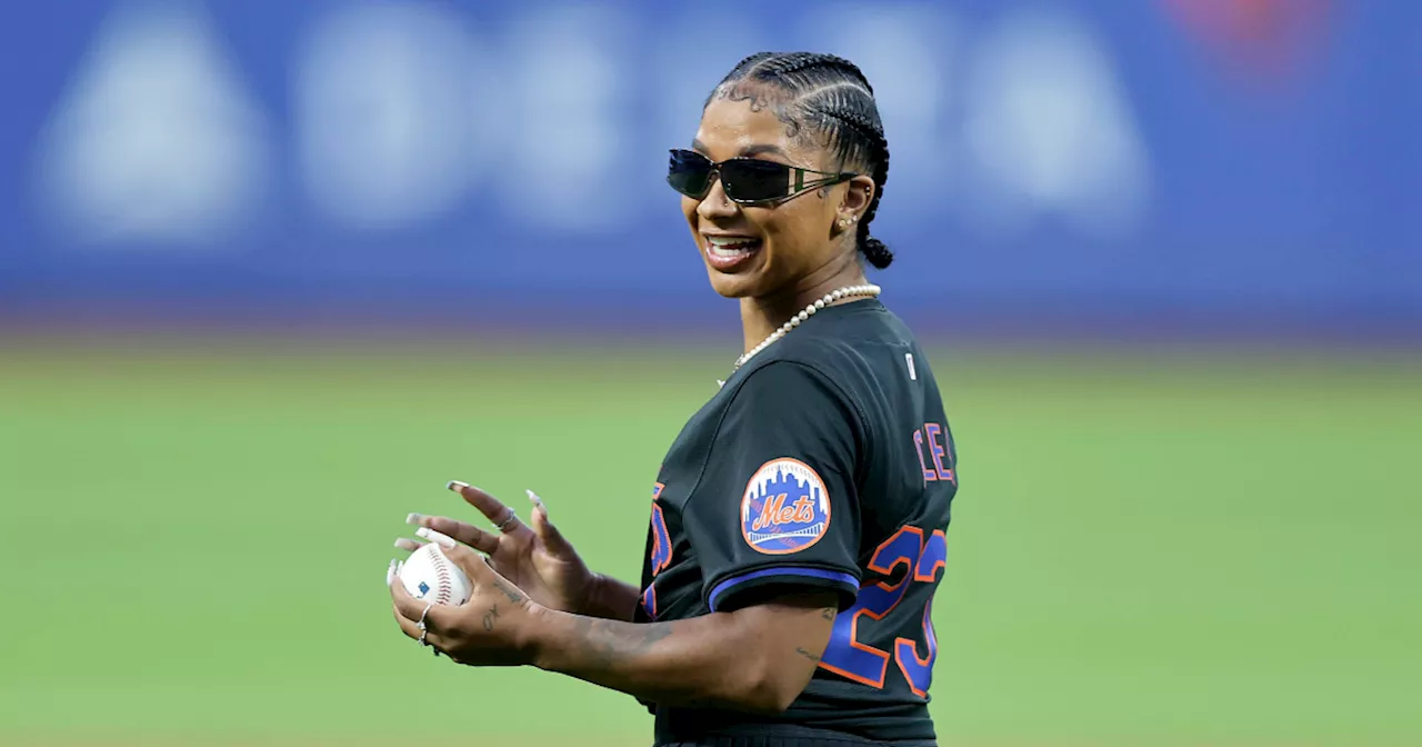 Jordan Chiles Throws Out First Pitch At Mets Game