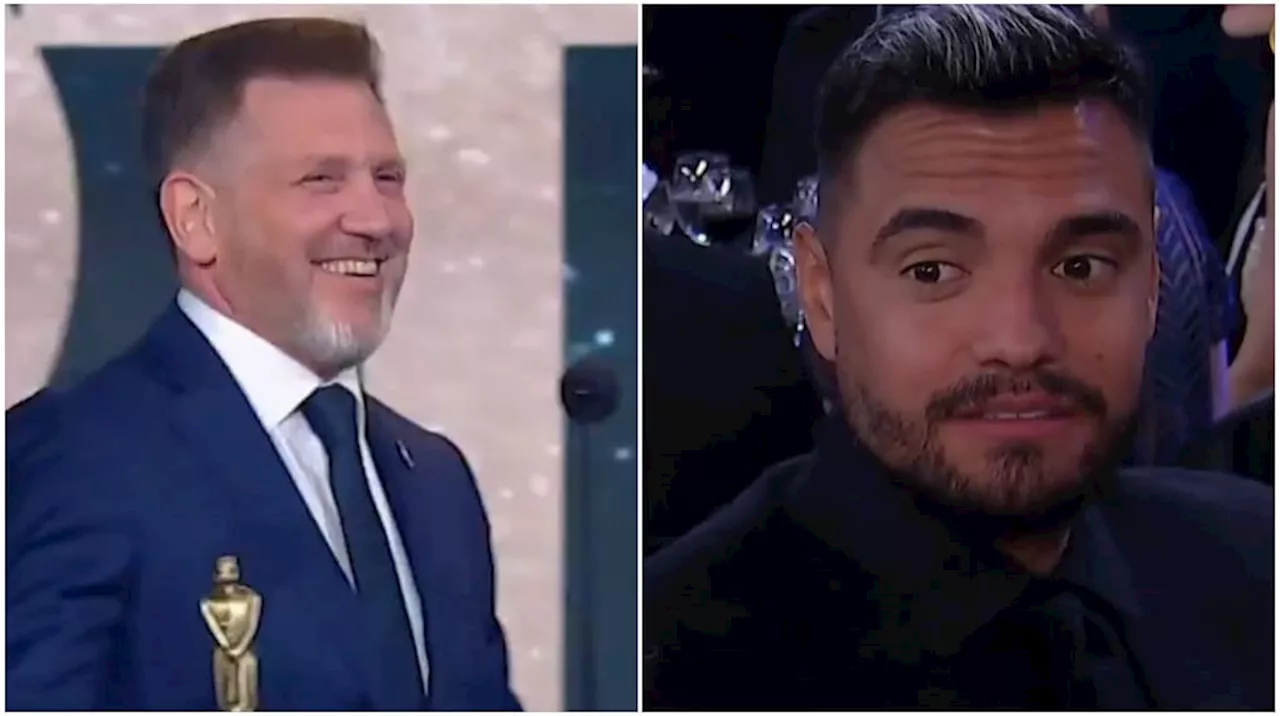 La cara de Chiquito Romero cuando pusieron un video de la derrota de Boca en la Copa Libertadores durante los Martín Fierro 2024