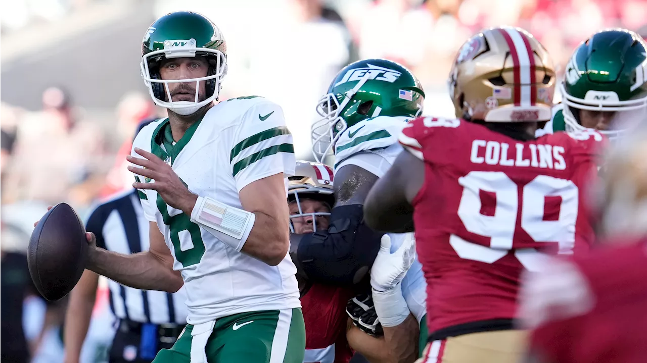 Rodgers pioneers shaky start in return to action for Jets against 49ers