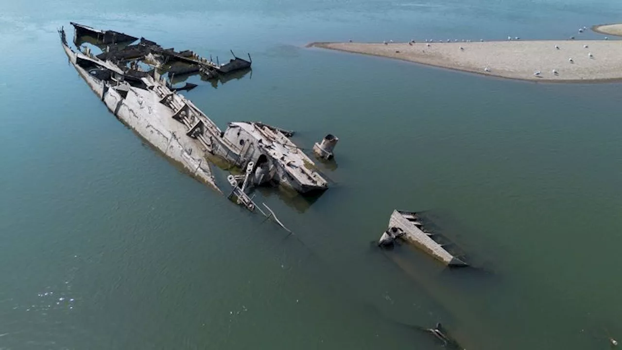 Drought-hit Danube River reveals scuttled German World War II ships