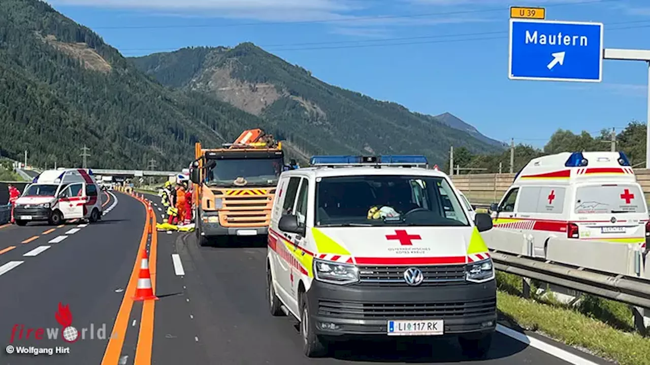 Stmk: Assistenz-Einsatz nach Arbeitsunfall auf Autobahnbaustelle bei Mautern