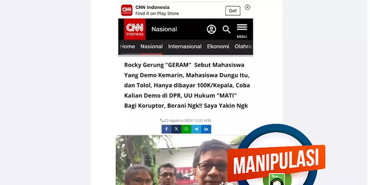 INFOGRAFIK: Hoaks Rocky Gerung Tantang Mahasiswa Sahkan Hukuman Mati Koruptor