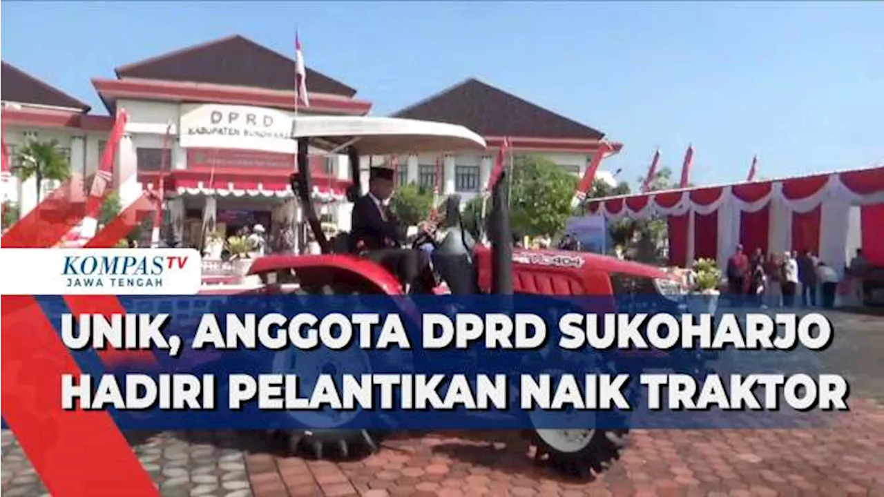 Unik, Anggota DPRD Sukoharjo Hadiri Pelantikan Naik Traktor