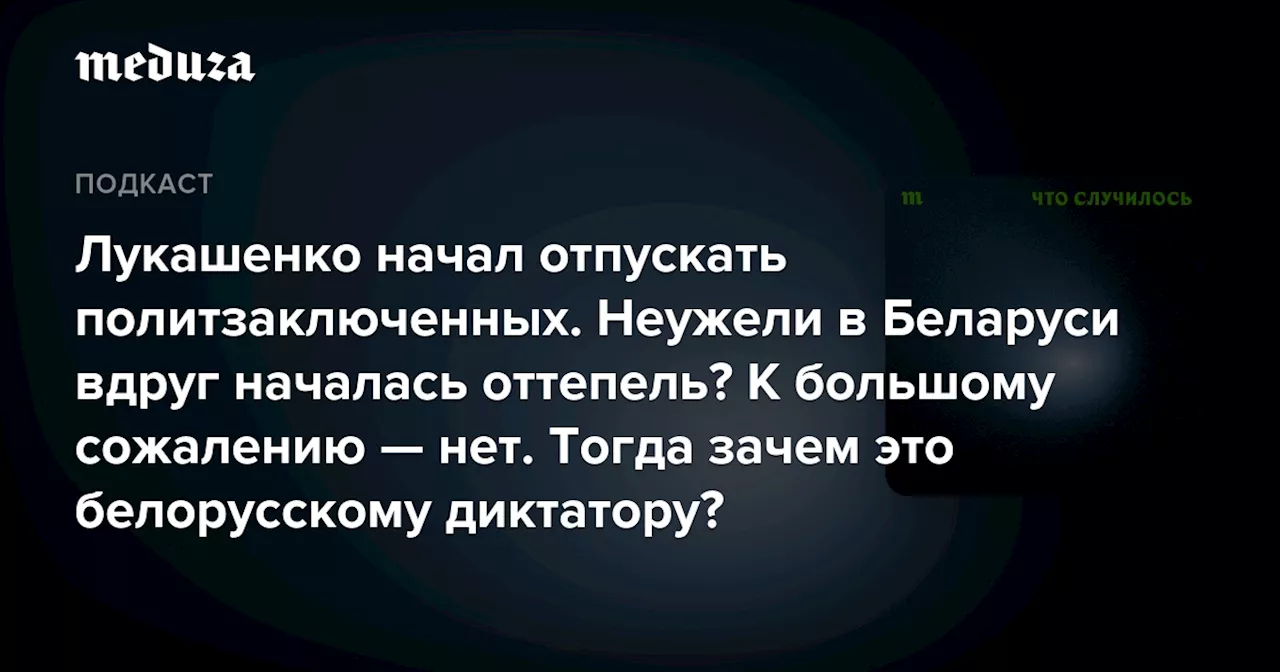 Лукашенко начал отпускать политзаключенных. Неужели в Беларуси вдруг началась оттепель? К большому сожалению — нет. Тогда зачем это белорусскому диктатору? — Meduza