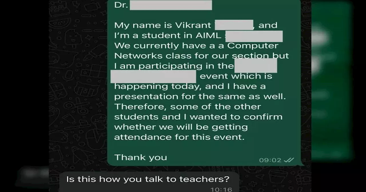 अटेंडेंस के लिए किया मैसेज तो तमतमा गए प्रोफेसर, वायरल चैट पढ़ लोगों ने बता दी स्टूडेंट ने कहां गलती कर दी