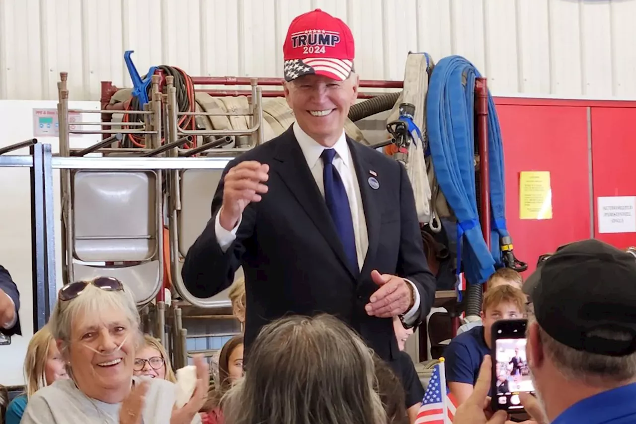 Biden briefly dons Trump hat in visit to Shanksville, Pa. fire station on 9/11 anniversary