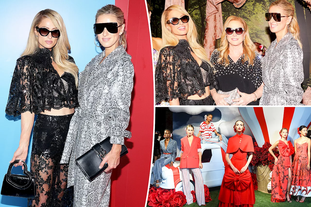  Paris, Nicky and Kathy Hilton rescue fan at the Alice + Olivia fashion show