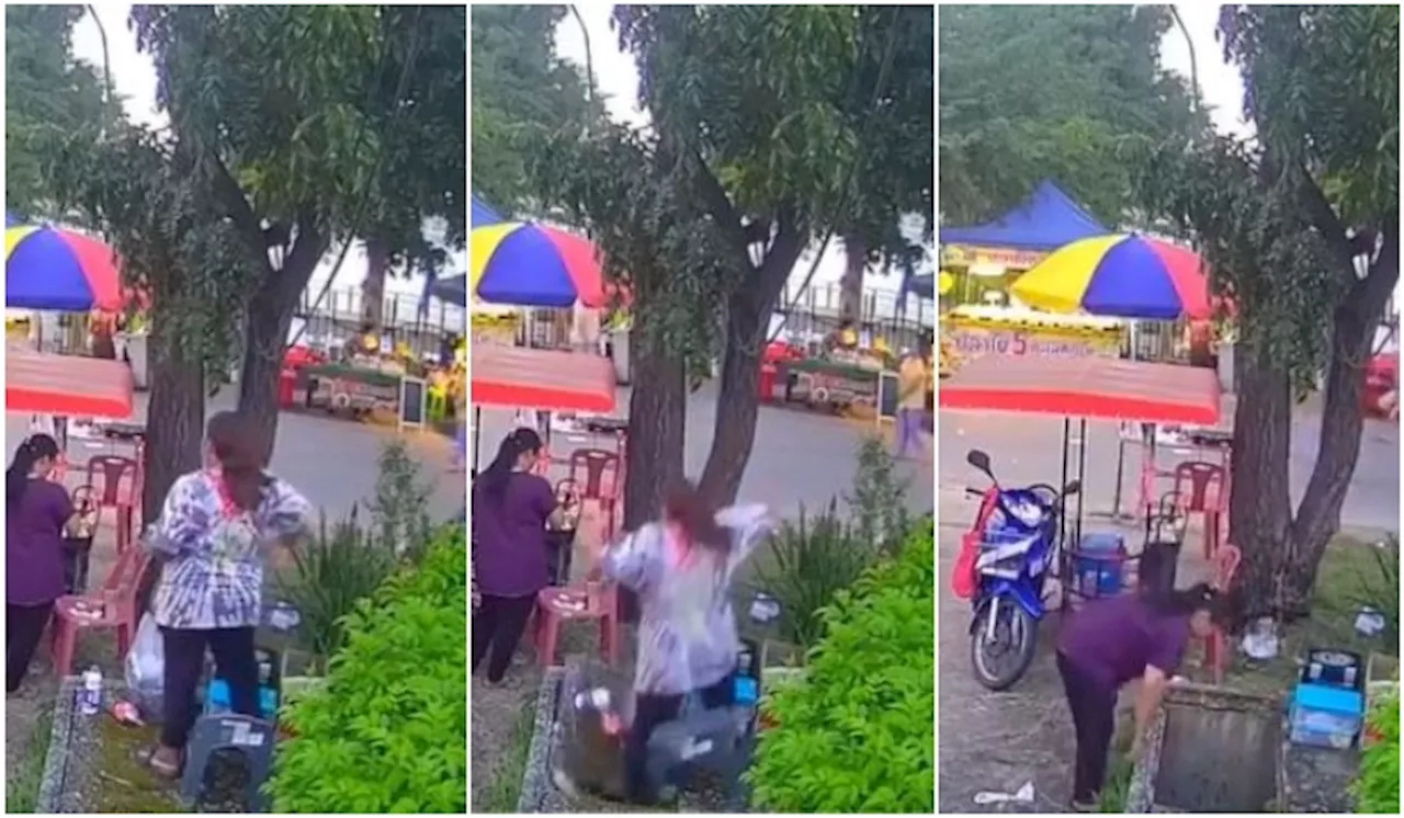 [Video] Wanita Jatuh Dalam Lubang Selepas Penutup Longkang Konkrit Tiba-tiba Pecah