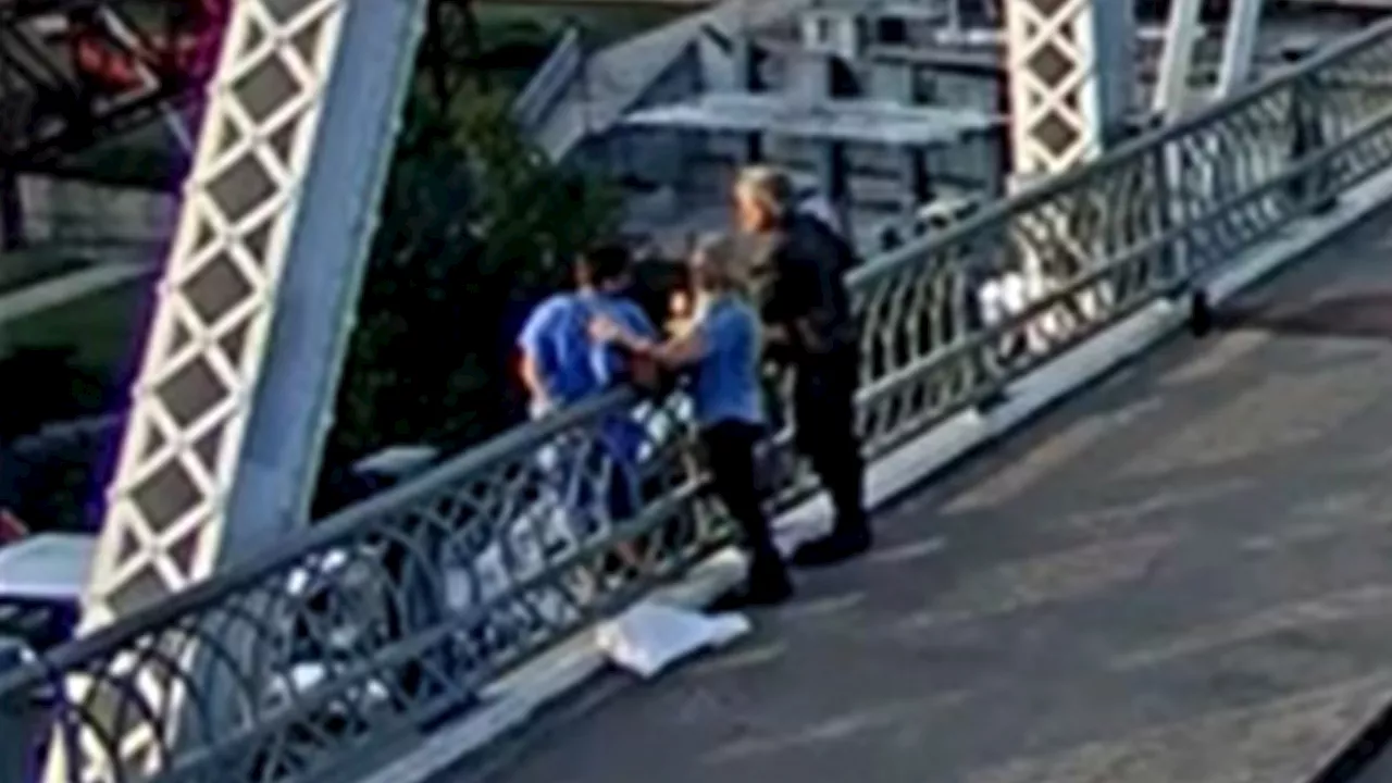 Incredible moment rock icon Jon Bon Jovi talks woman out of jumping off bridge in Nashville while filming...