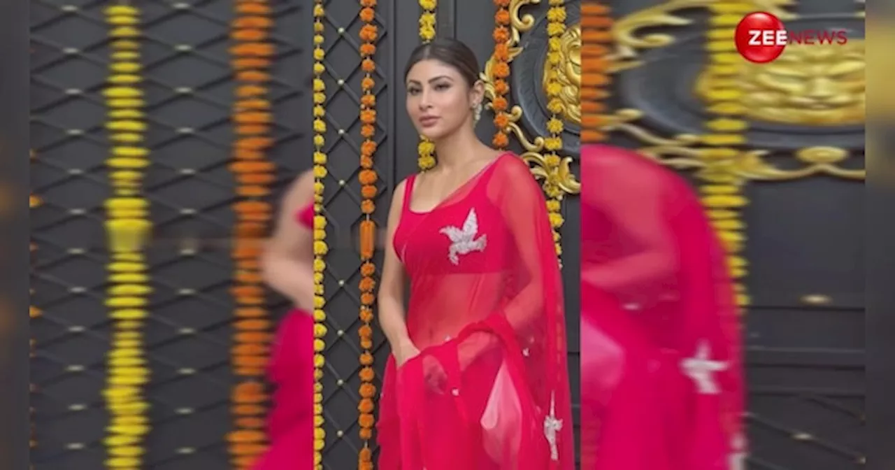 जालीदार चटक लाल साड़ी पर बैकलेस ब्लाउज में Mouni Roy लगीं अप्सरा, अदाओं पर दिल हार जाएंगे आप; VIDEO