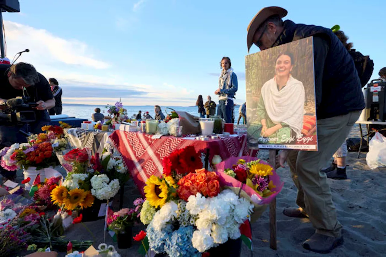 Hundreds gather on Seattle beach to remember American activist killed by Israeli military