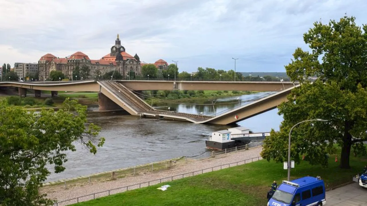 Carolabrücke Dresden: Am Tag nach dem Brückeneinsturz: Arbeiten laufen