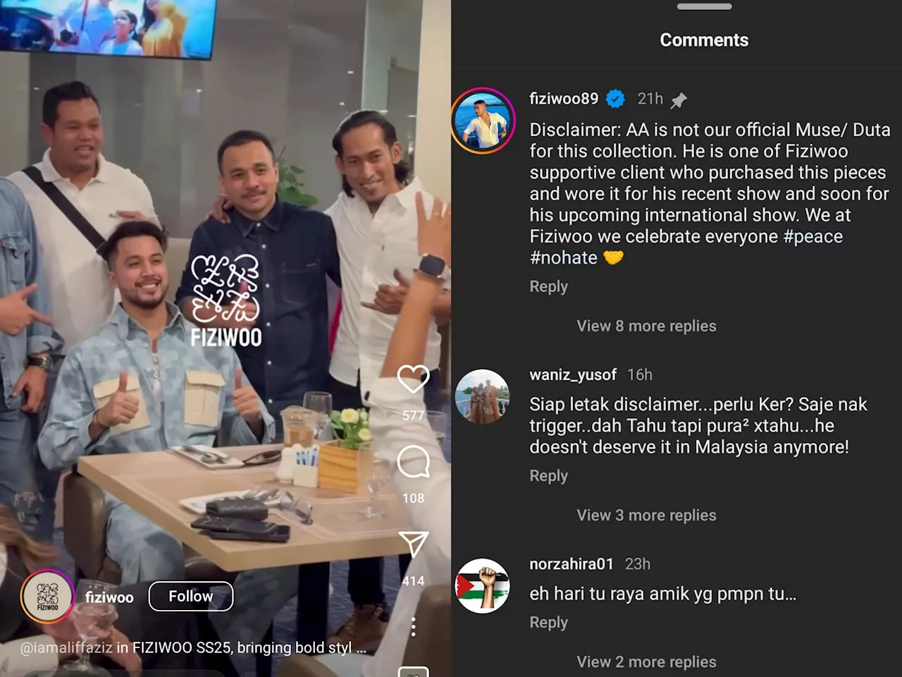 Aliff Aziz bukan duta, dia klien kami