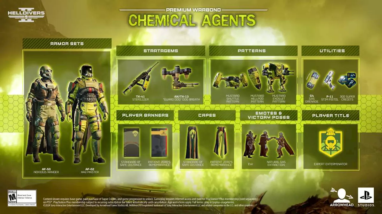 Helldivers 2 is introducing a new Warbond called Chemical Agents, an exterminator's dream