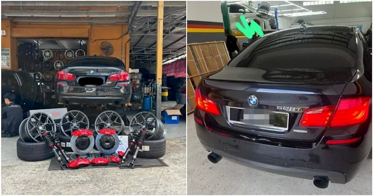 BMW Driver in JB Flees Workshop to Avoid Paying RM38k Bill, Crashes into Staff Who Chases Him on Motorcycle