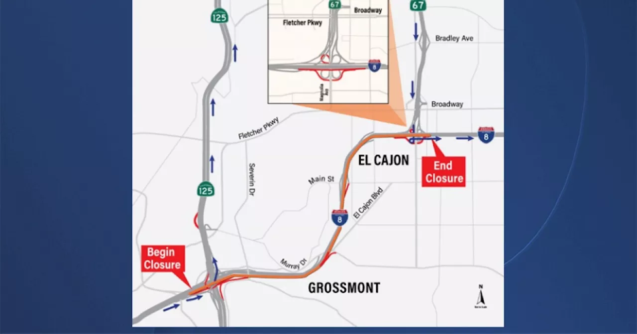 Motorists advised of weekend closure of eastbound I-8 in La Mesa-El Cajon area