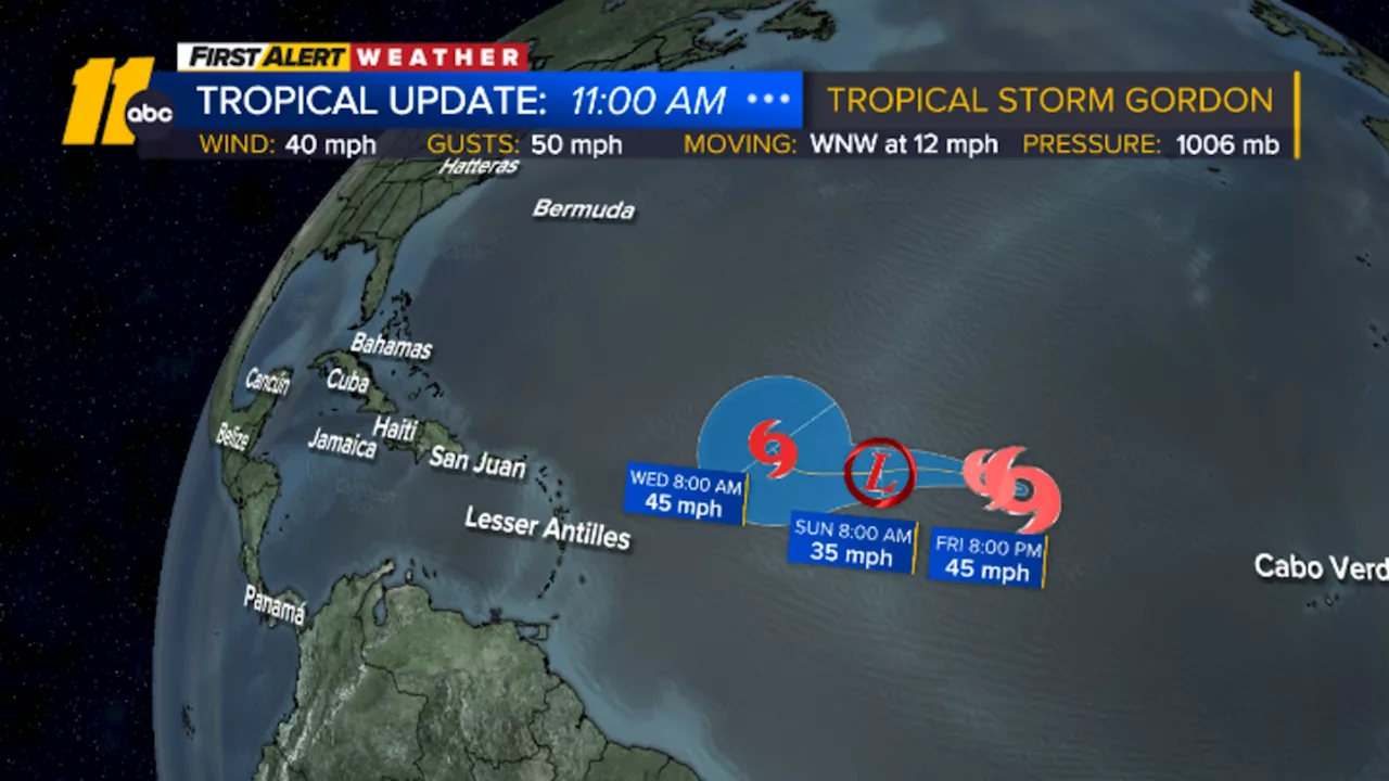 Tropical Storm Gordon forms forms in the Atlantic Ocean