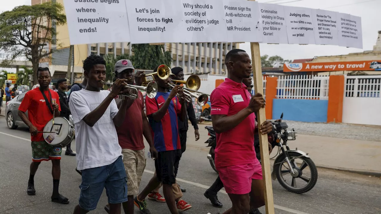 Clad in pink, one heterosexual man protests Ghana's anti-LGBTQ+ bill