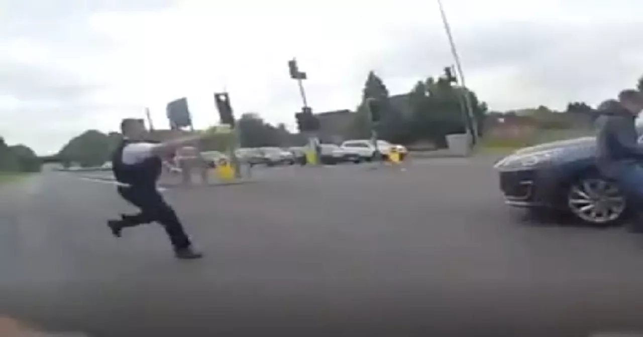 Dramatic moment man leads police on chase on wrong side of East Lancs Road