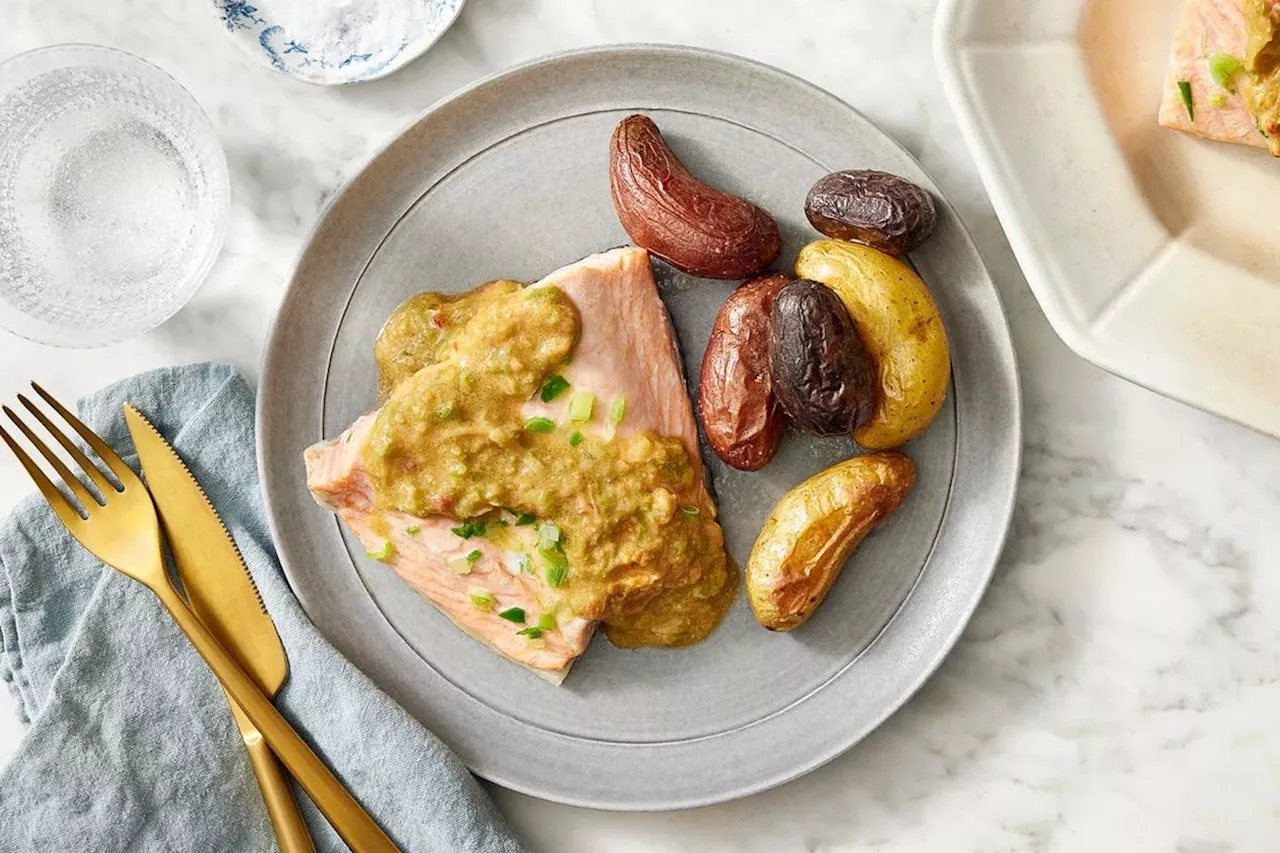 Healthy And Delicious Steamed Salmon With Miso-Tahini Sauce