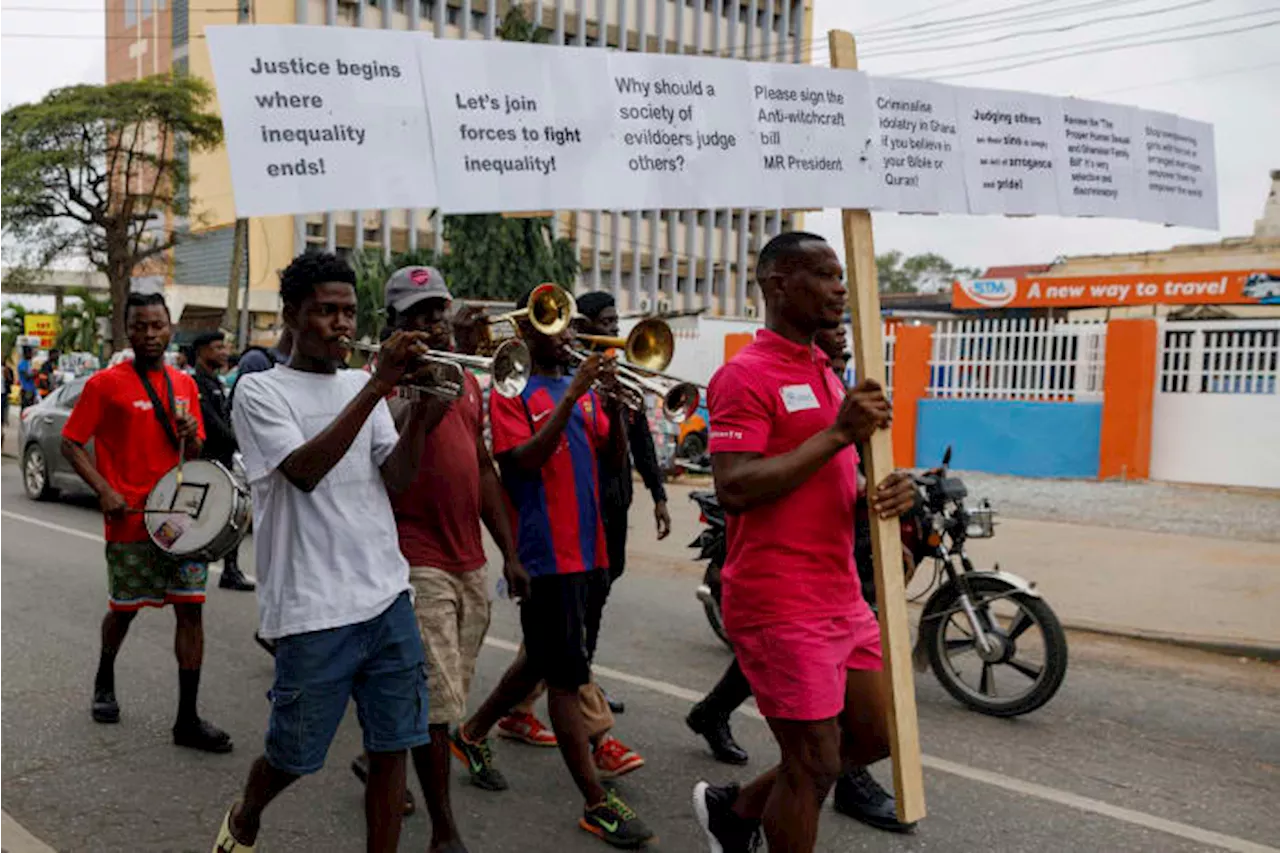 Clad in pink, one heterosexual man protests Ghana's anti-LGBTQ+ bill