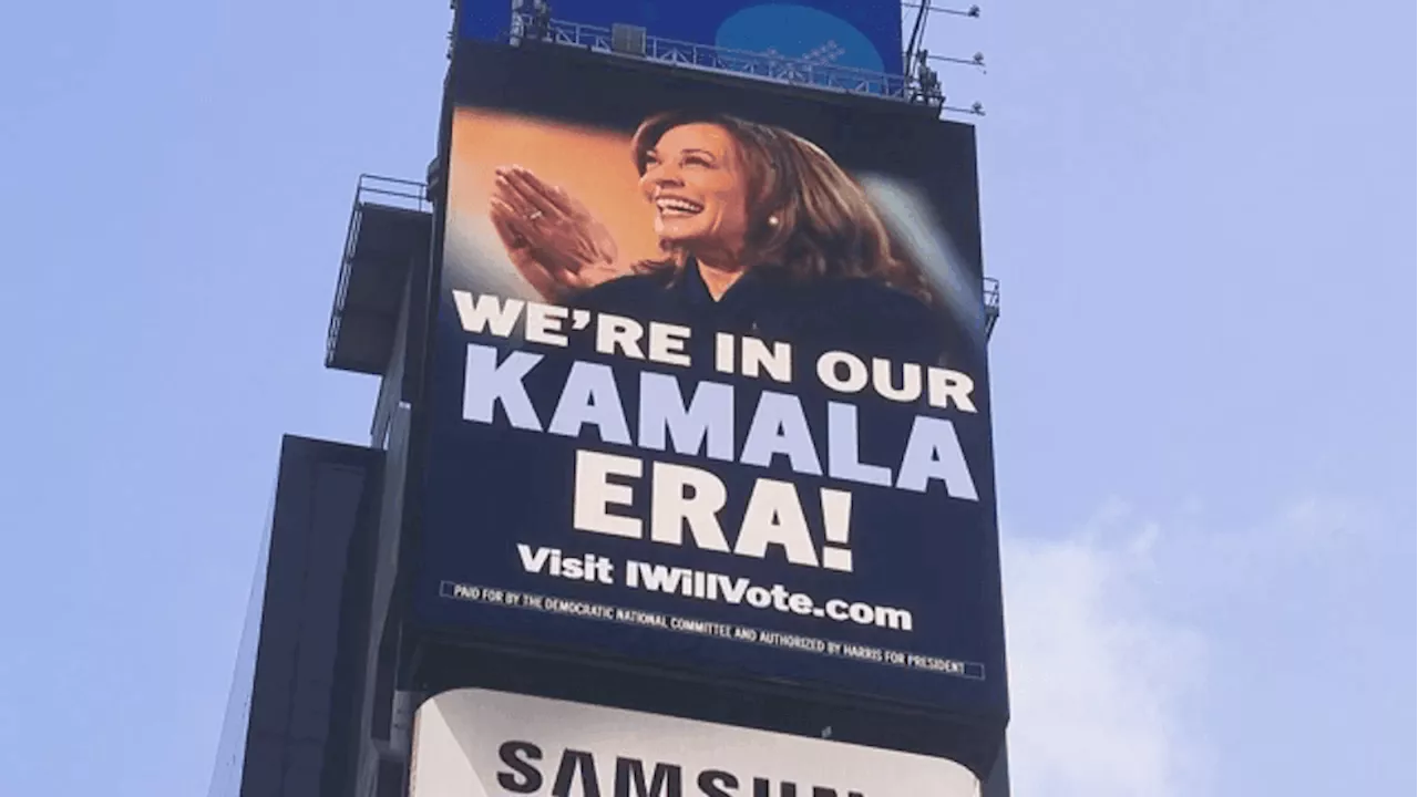 Taylor Swift-inspired billboards for Kamala Harris pop up in NYC, Las Vegas