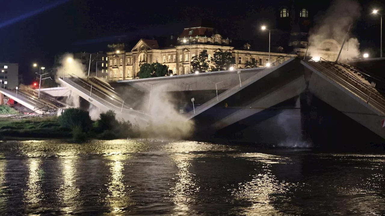 Weiterer Abschnitt der Carolabrücke in Dresden eingestürzt