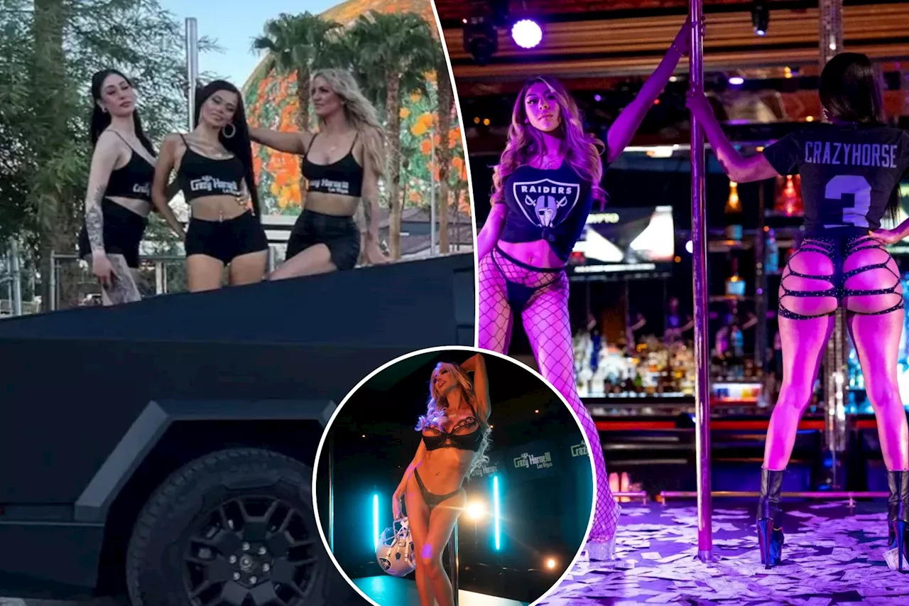 Las Vegas strip club turns $150,000 Tesla Cybertruck into a mobile jiggle joint — complete with dancing pole and nearly nude girls