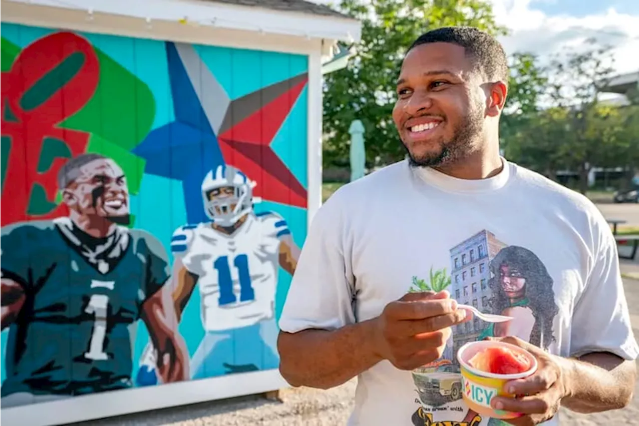 A West Philly football star introduced water ice to Texas, and offers pickles as a topping