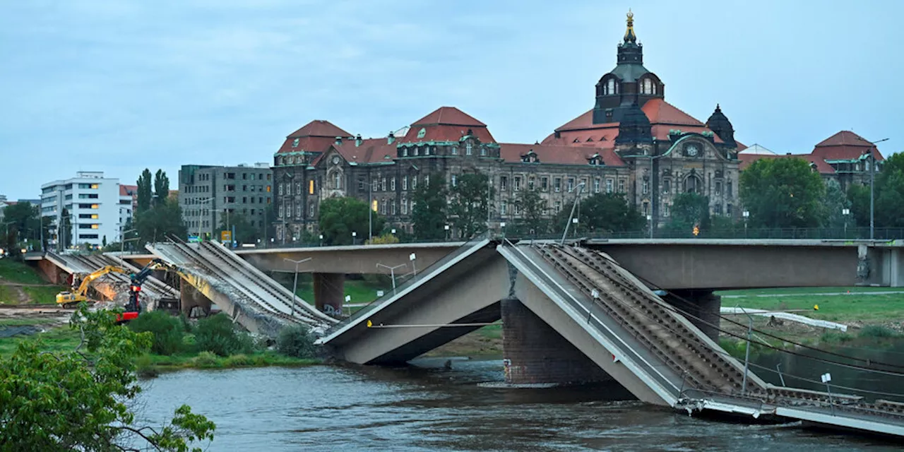 Einsturz von Carolabrücke in Dresden: Abriss läuft