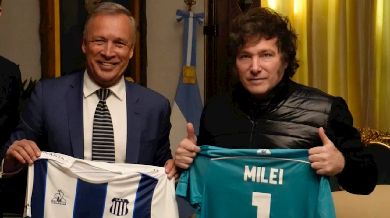 Milei recibió al presidente de Talleres después del escándalo con el árbitro del partido contra Boca