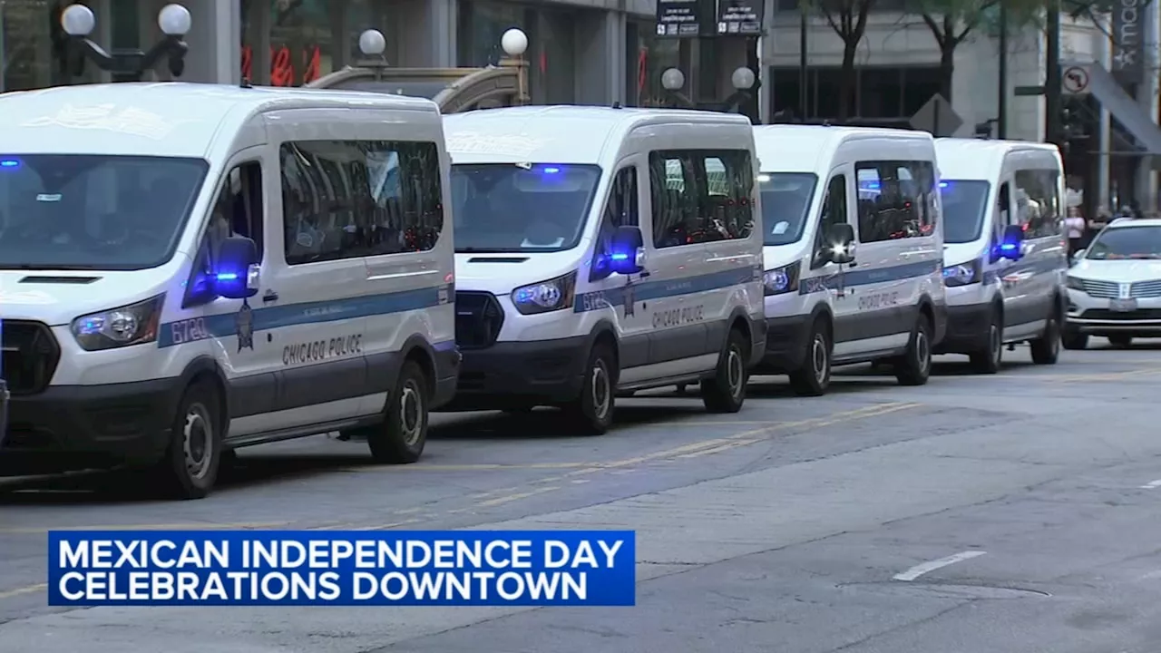 City plow trucks on standby to block roads if necessary during Mexican Independence Day celebrations