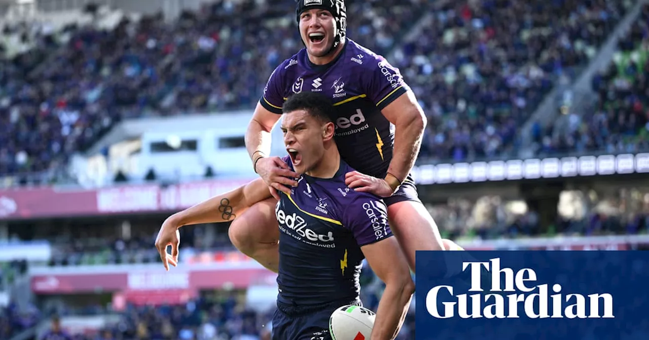 Harry Grant jumps the Sharks with three tries as Melbourne storm into NRL preliminary final