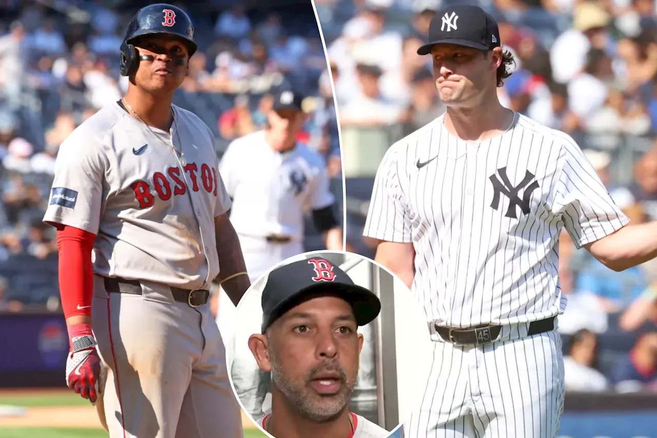 Furious Alex Cora accuses Gerrit Cole of intentionally hitting Rafael Devers: 'Don't want to face him'