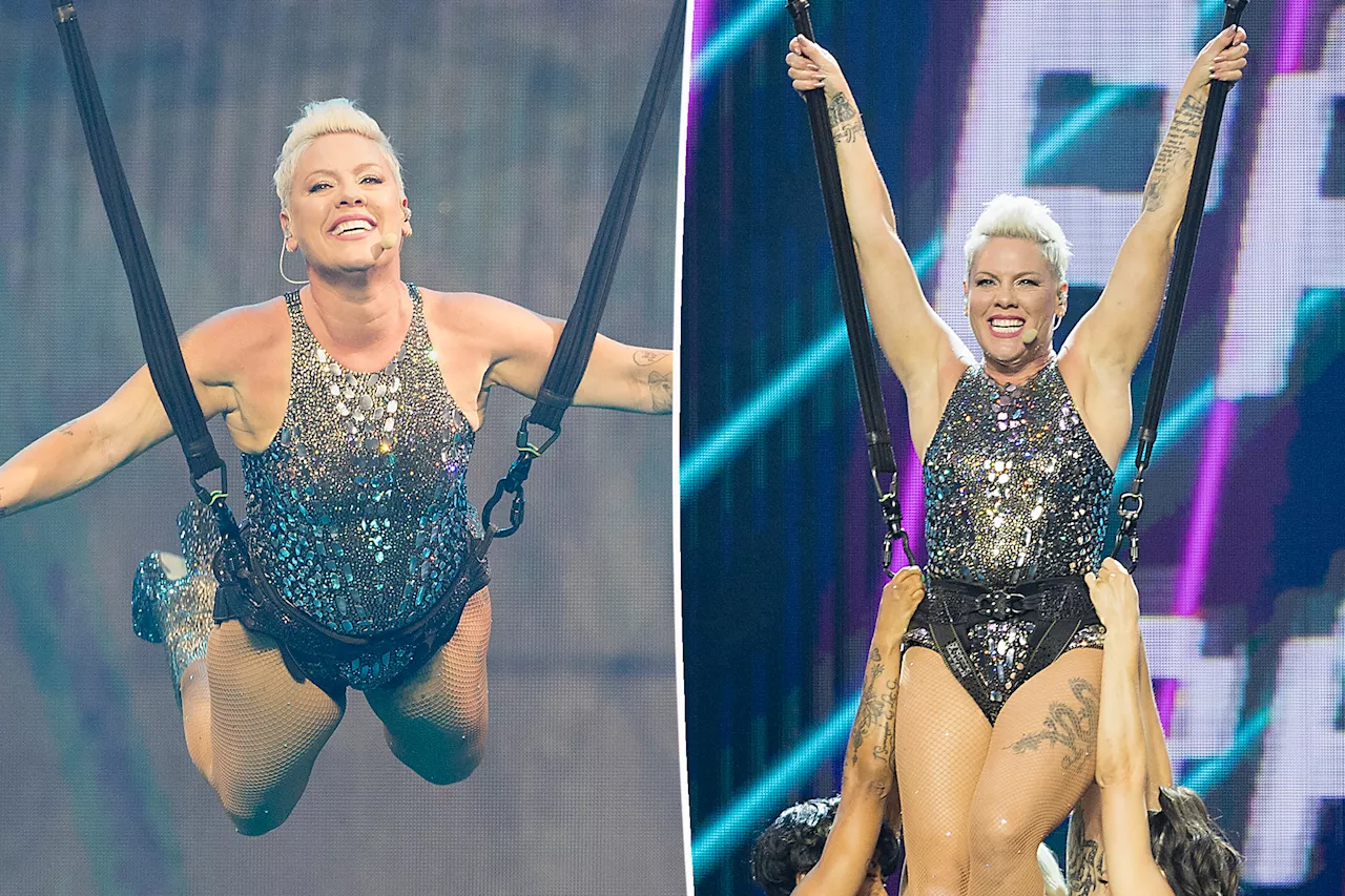 Pink performs aerial stunts despite injuring knee, limping onstage at Las Vegas show