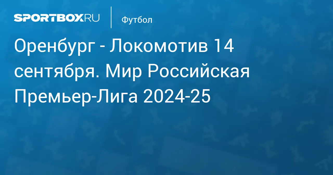 Локомотив 14 сентября. Мир Российская Премьер-Лига 2024-25. Протокол матча