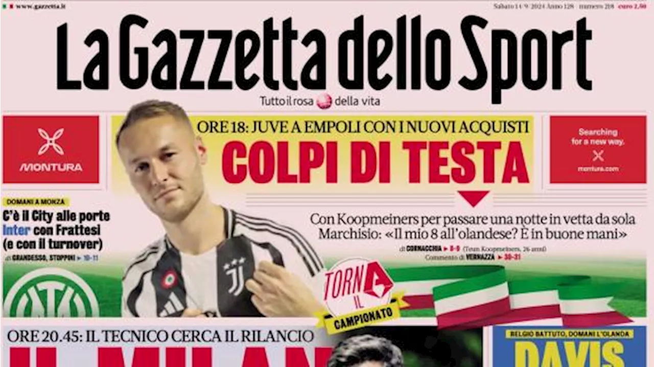 La Gazzetta dello Sport in apertura sui rossoneri: 'Il Milan blinda Paulo Fonseca'