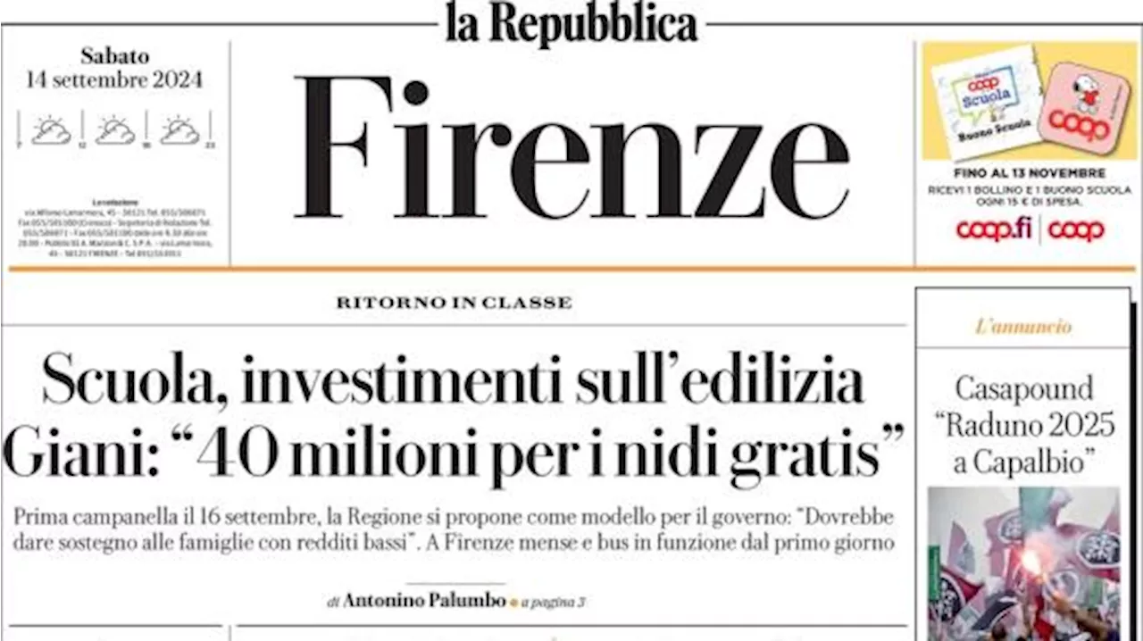 La Repubblica (Firenze) in prima pagina: 'Fiorentina, Pradé: 'Così è nata la nuova squadra'