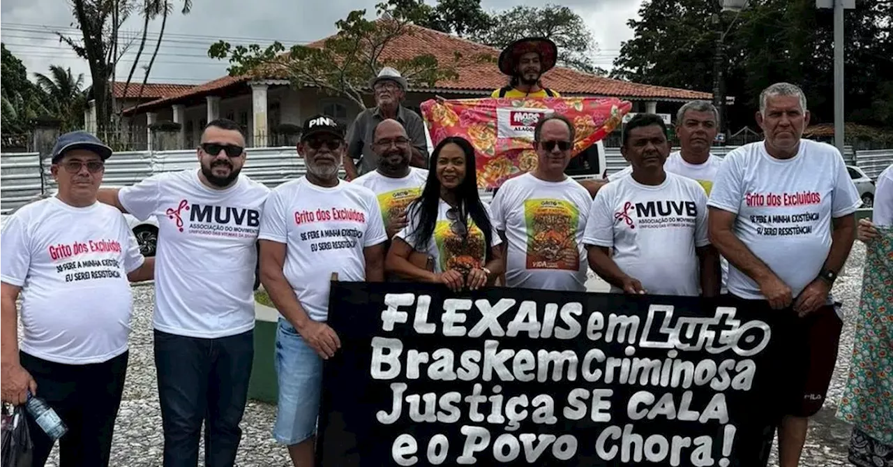 Vítimas da Braskem fazem protesto durante reunião do G20 em Maceió