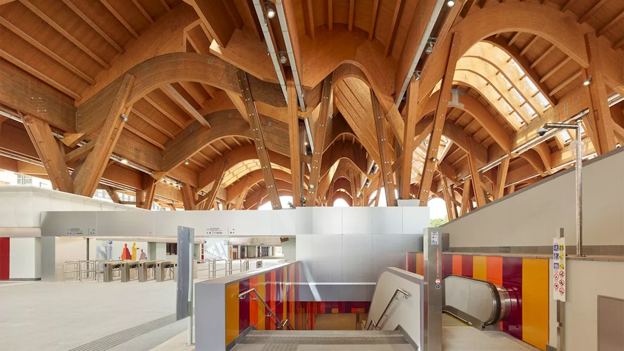 Naples Central Station boasts a wavy, wooden signature roof that is dramatic and sculptural