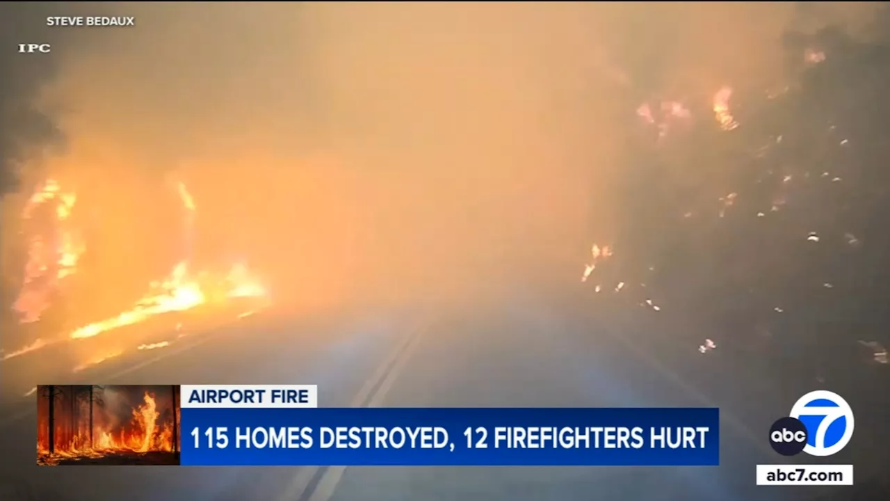 115 homes destroyed by Airport Fire; 23,500 acres charred in Orange, Riverside counties