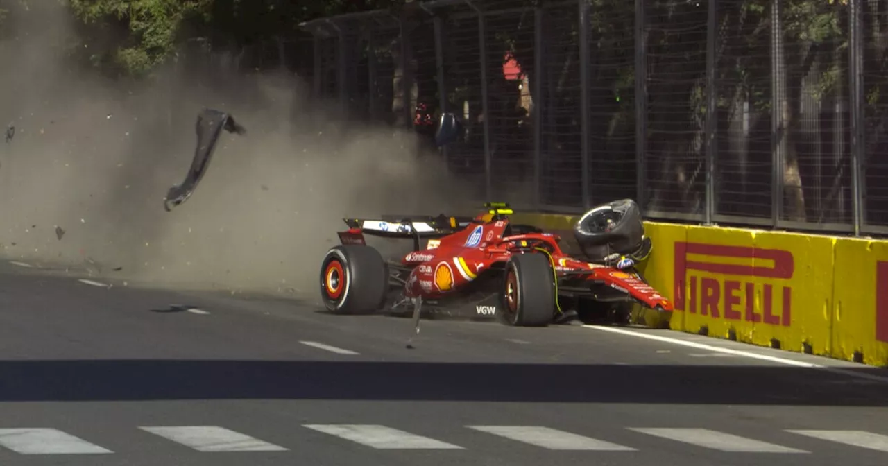 Accidente deja fuera del podio a Checo Pérez en Gran Premio de Azerbaiyán