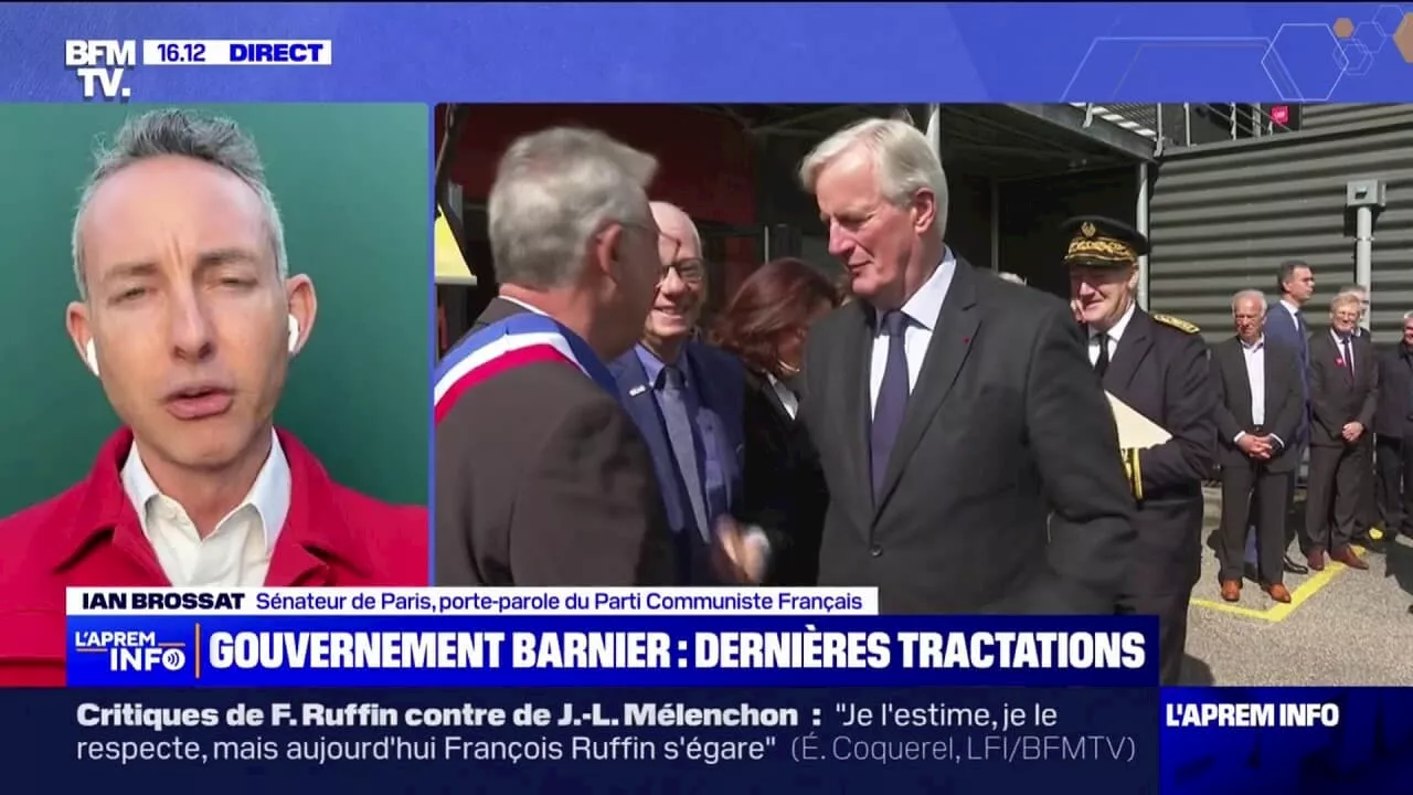 Ian Brossat (sénateur PCF de Paris), sur Michel Barnier: 'Mon sentiment, c'est qu'il est surtout là pour poursuivre et amplifier la politique d'Emmanuel Macron'