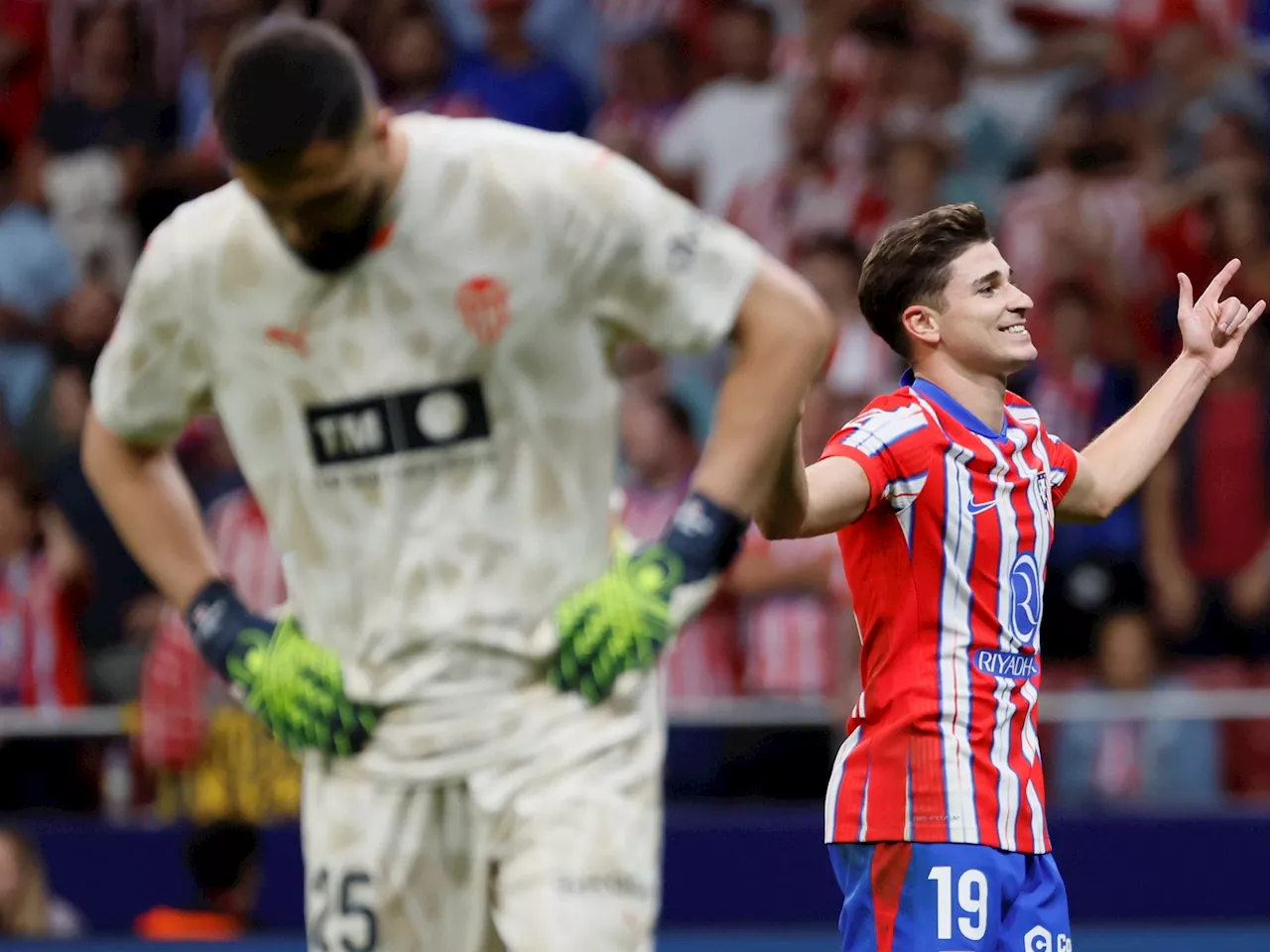 Julián Álvarez y su primer gol en el Atlético de Madrid: cerró la goleada ante Valencia con un tanto de oportunista