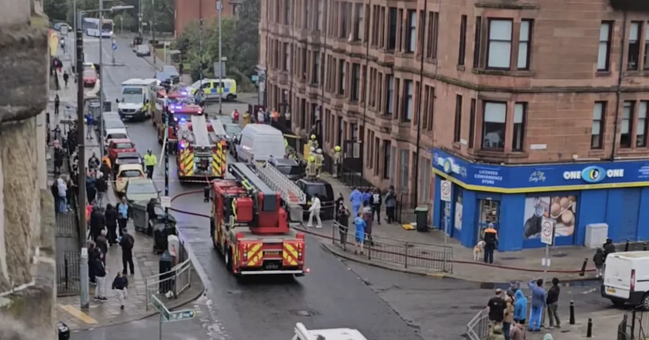 Emergency services descend on Govan as fire reported in tenement flat