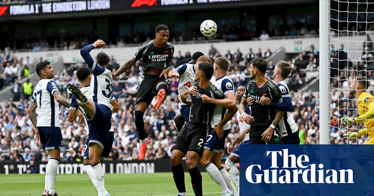 Gabriel’s towering header secures derby win for depleted Arsenal at Tottenham