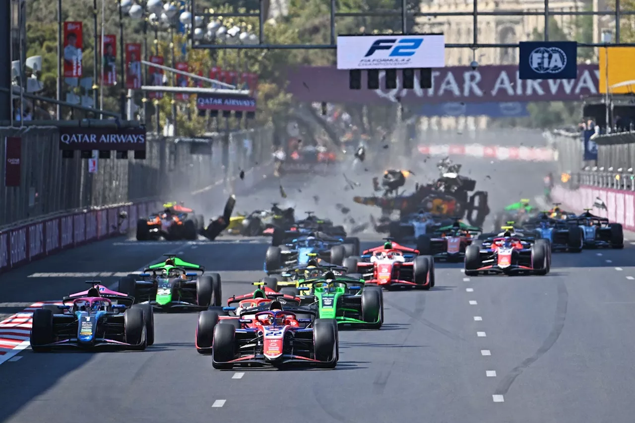 F2 Azerbaijan: Verschoor wins after massive start crash delay