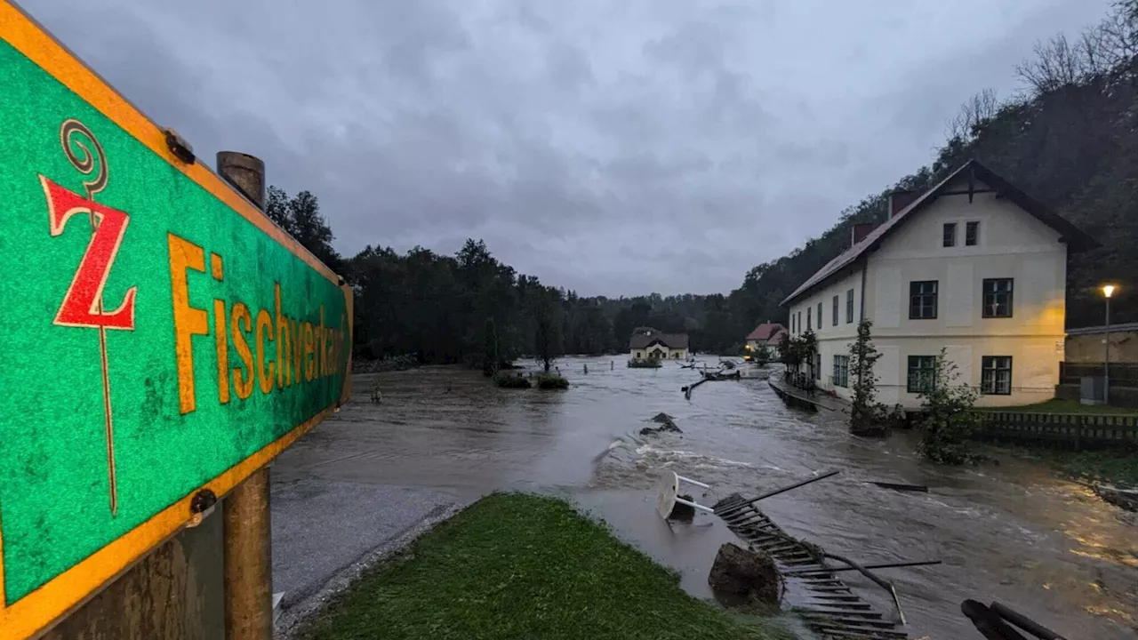 Halten Dämme der Fisch-Teiche? Hälteranlage Stift Zwettl unter Wasser