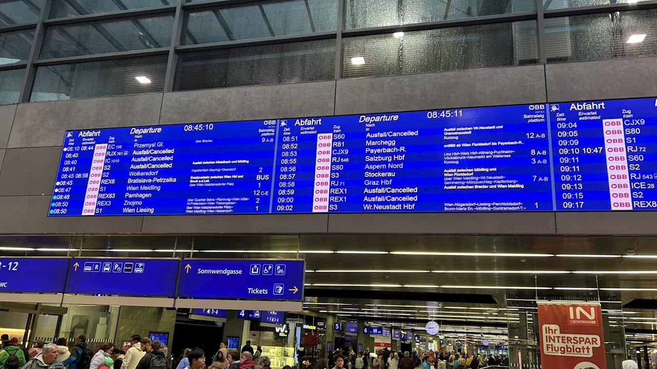 Ostbahn-Strecke zwischen Wien Hauptbahnhof und Hegyeshalom gesperrt