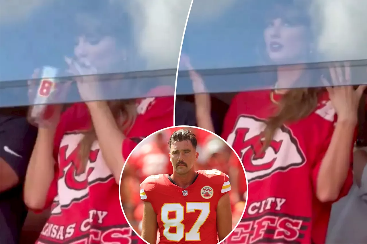 Taylor Swift tries to keep cool at stifling Chiefs-Bengals game by drinking from Travis Kelce cup